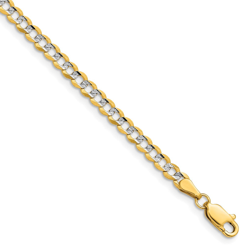 14k 3.7mm Lightweight Pavé Flat Cuban Chain Bracelet