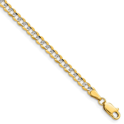 14K Yellow & Rhodium 3.7mm Lightweight Pavé Flat Cuban Chain Necklace