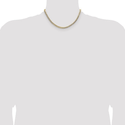 14K Yellow & Rhodium 4.7mm Lightweight Pavé Flat Cuban Chain Necklace