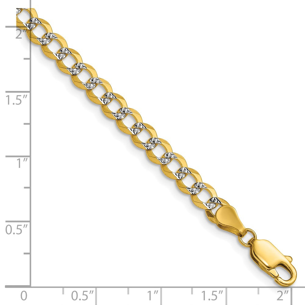 14k 4.7mm Lightweight Pavé Flat Cuban Chain Bracelet
