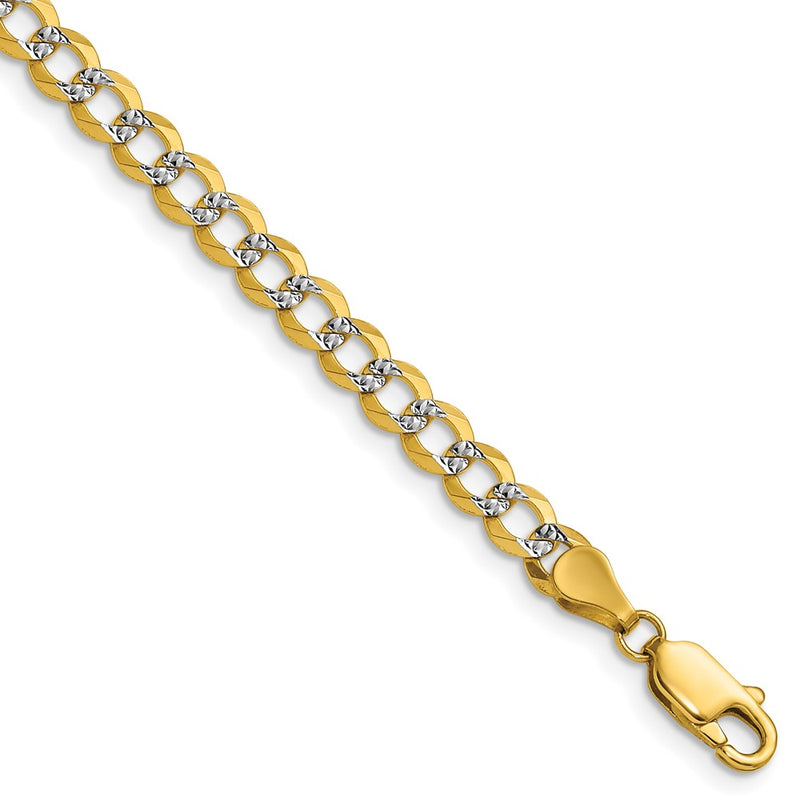 14k 4.7mm Lightweight Pavé Flat Cuban Chain Bracelet