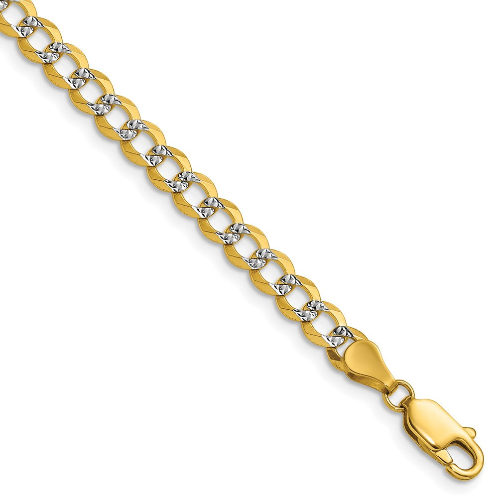 14K Yellow & Rhodium 4.7mm Lightweight Pavé Flat Cuban Chain Necklace