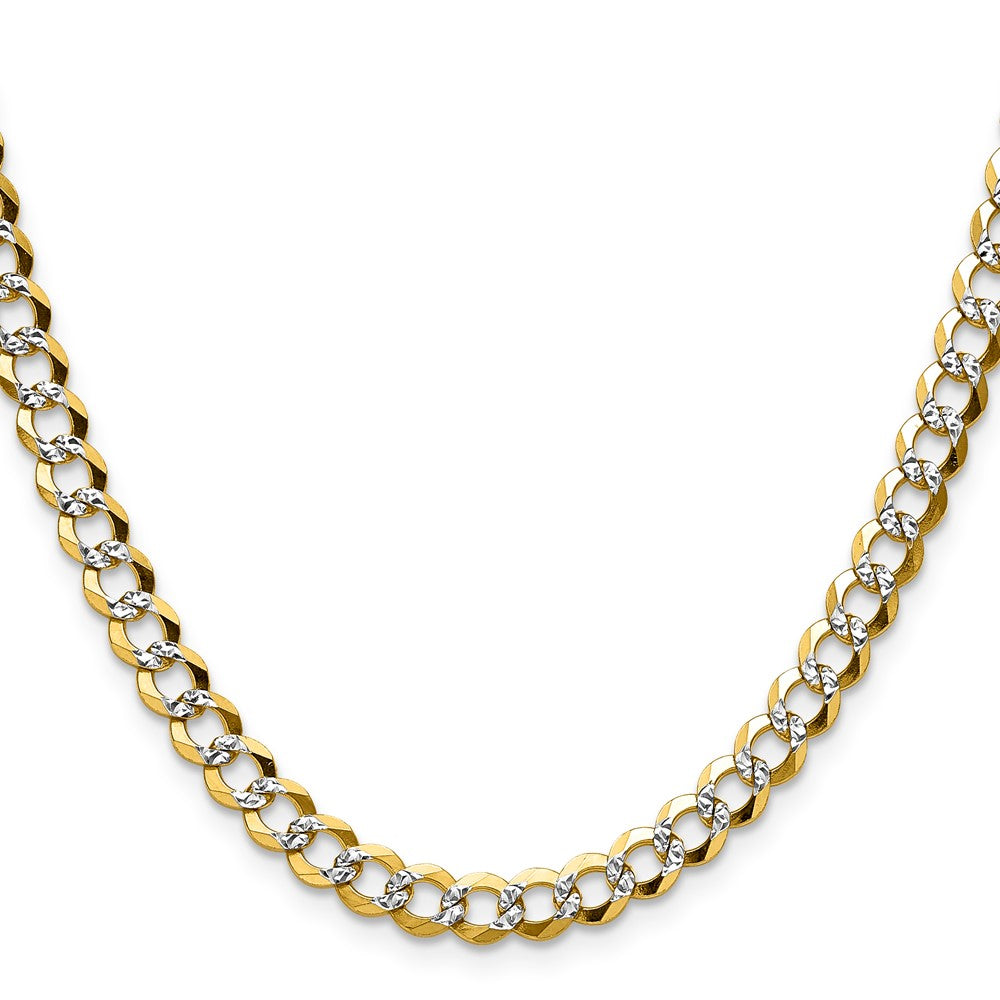 14K Yellow & Rhodium 5.9mm Lightweight Pavé Flat Cuban Chain Necklace
