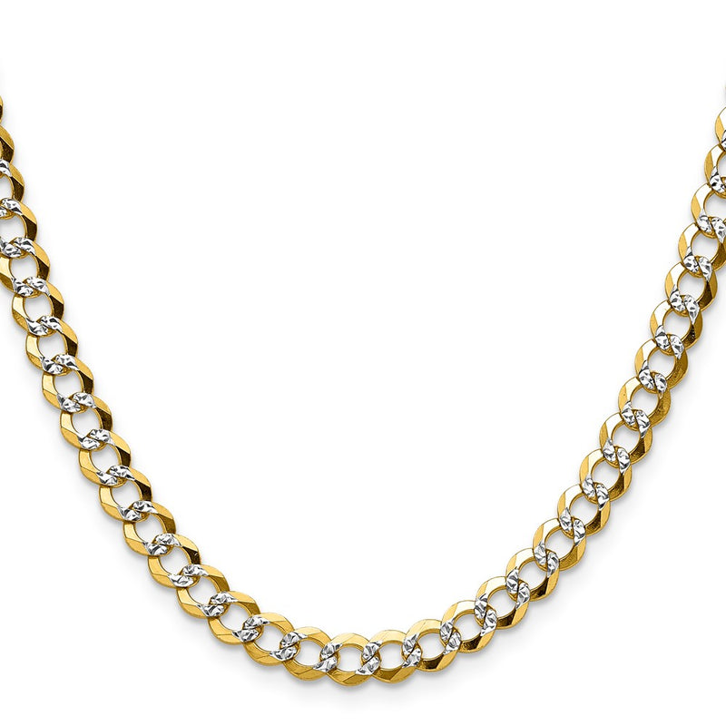 14K Yellow & Rhodium 5.9mm Lightweight Pavé Flat Cuban Chain Necklace