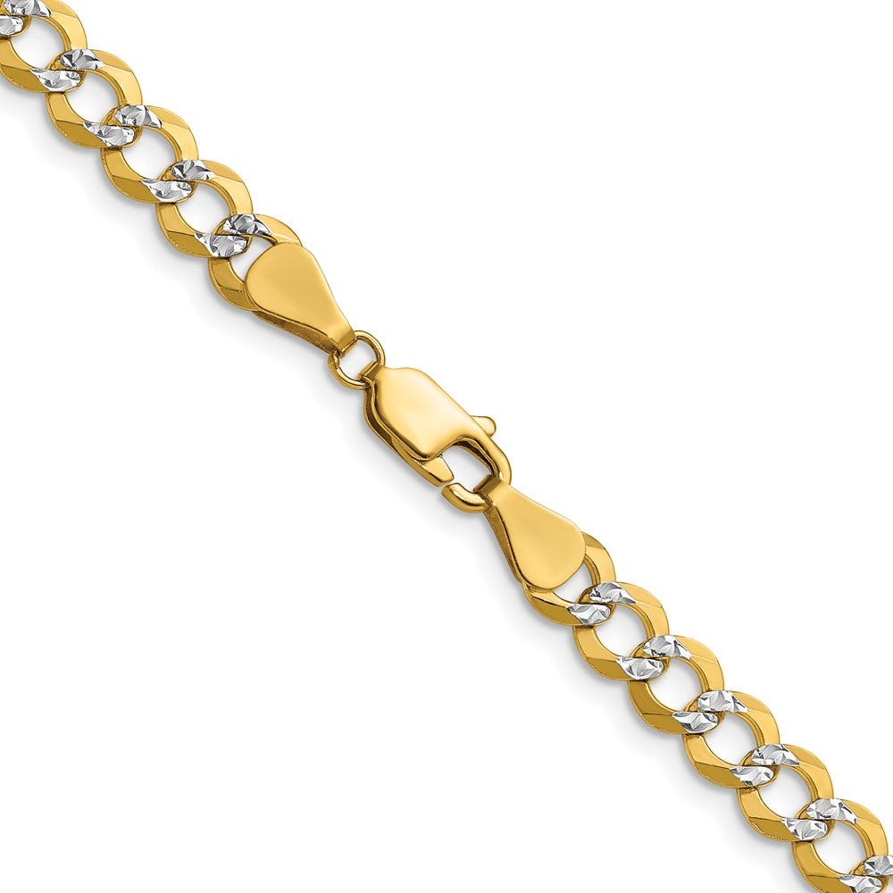 14K Yellow & Rhodium 5.9mm Lightweight Pavé Flat Cuban Chain Necklace