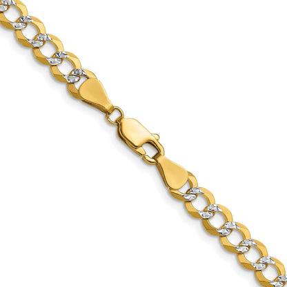 14K Yellow & Rhodium 5.9mm Lightweight Pavé Flat Cuban Chain Necklace