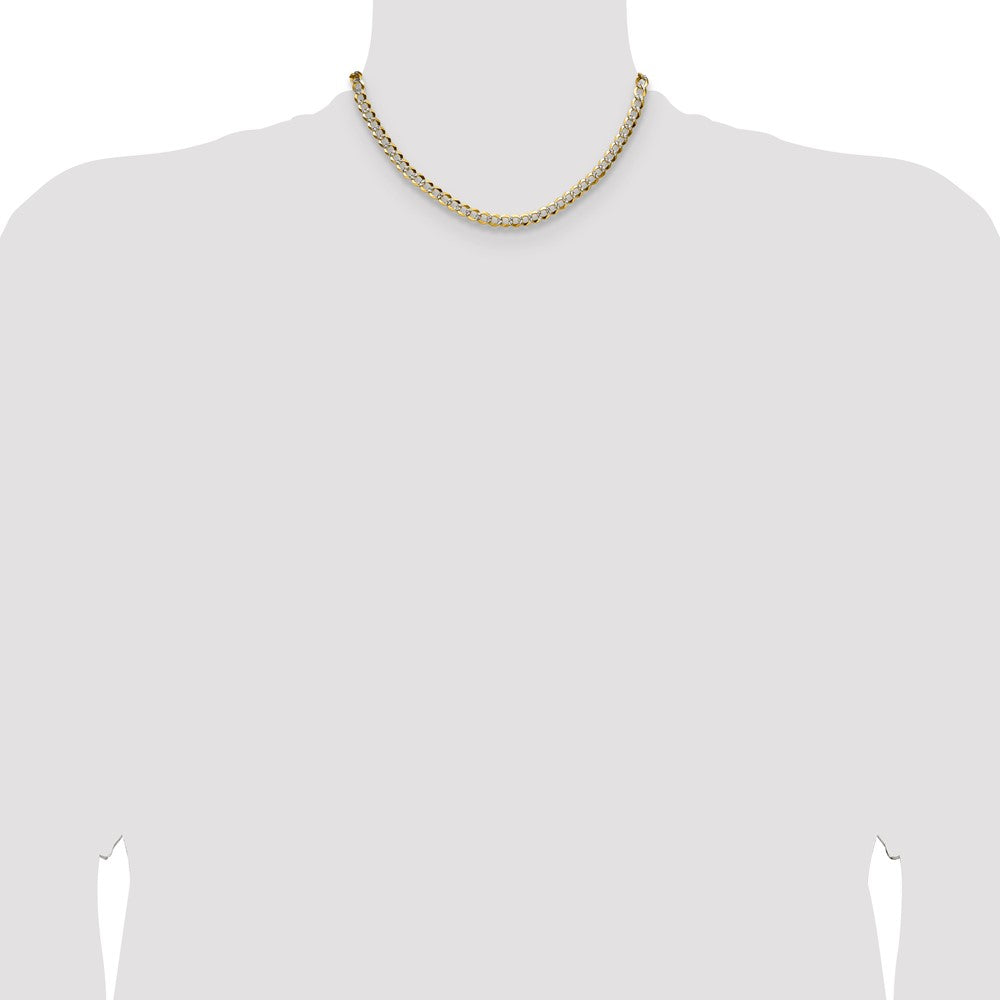 14K Yellow & Rhodium 5.9mm Lightweight Pavé Flat Cuban Chain Necklace