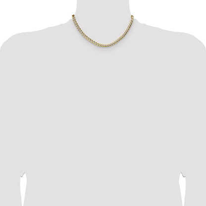 14K Yellow & Rhodium 5.9mm Lightweight Pavé Flat Cuban Chain Necklace