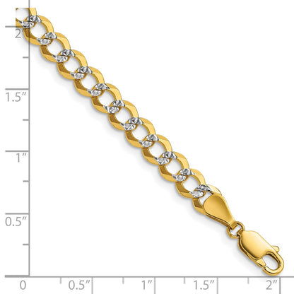 14k 5.9mm Lightweight Pavé Flat Cuban Chain Bracelet