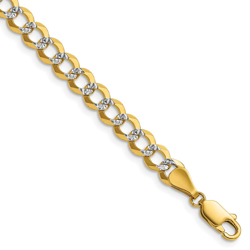 14K Yellow & Rhodium 5.9mm Lightweight Pavé Flat Cuban Chain Necklace