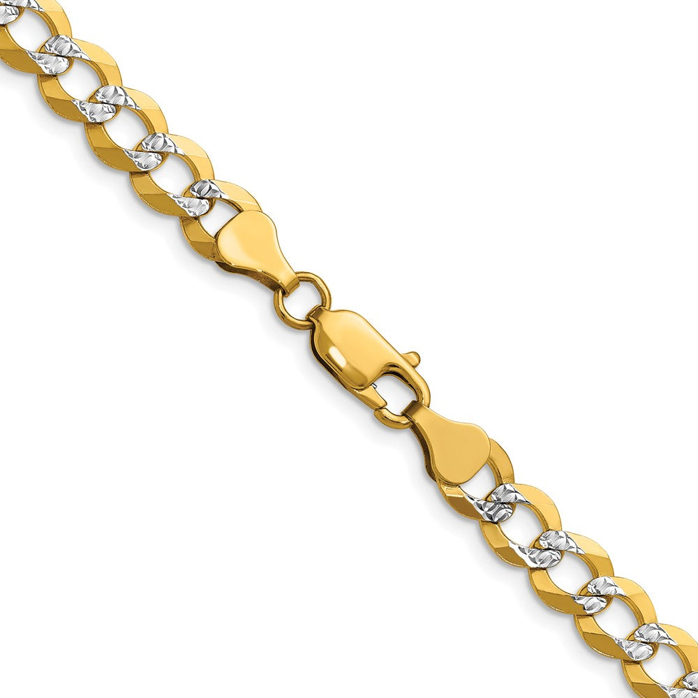 14K Yellow & Rhodium 7.2mm Lightweight Pavé Flat Cuban Chain Necklace