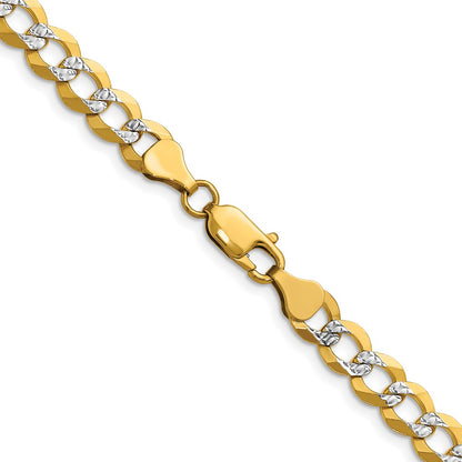 14K Yellow & Rhodium 7.2mm Lightweight Pavé Flat Cuban Chain Necklace