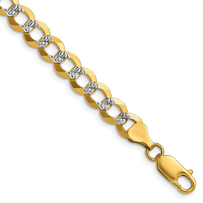 14K Yellow & Rhodium 7.2mm Lightweight Pavé Flat Cuban Chain Necklace