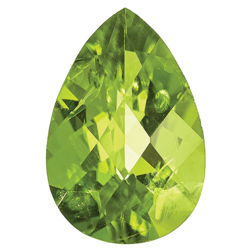 Gemstone Peridot Aa Quality 7X5mm Pear Checkerboard