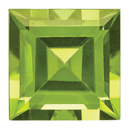 Gemstone Peridot Aa Quality 7mm Square Step-Cut