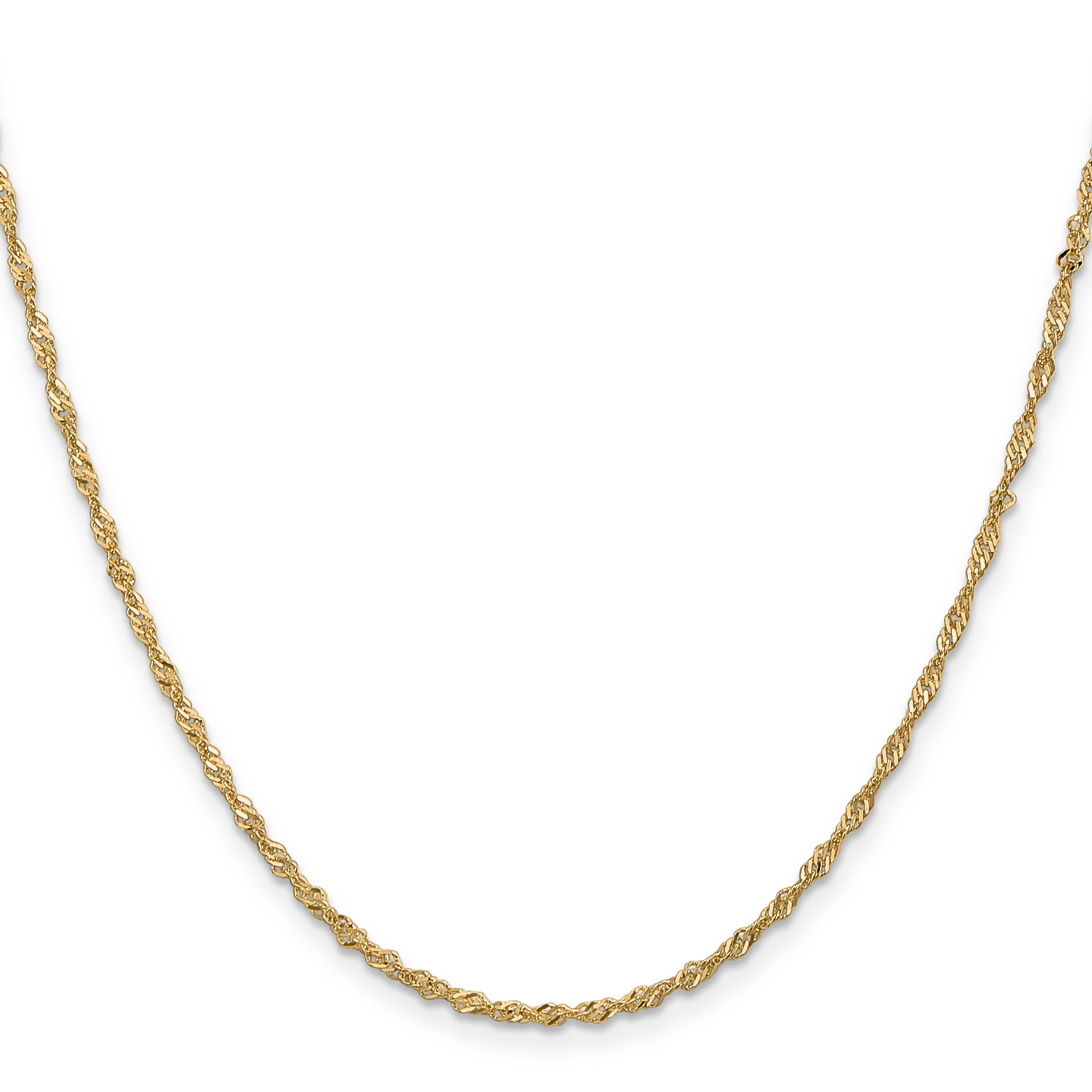 14K Yellow Gold 24 Inch 1.70mm Singapore With Lobster Clasp Chain Necklace
