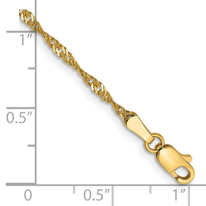 14K Yellow Gold 7 inch 1.70mm Singapore with Lobster Clasp Chain Bracelet