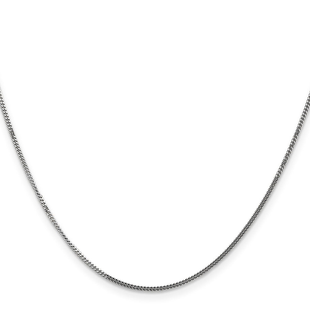 14K White Gold 1.4mm Curb With Spring Ring Clasp Pendant Chain Necklace