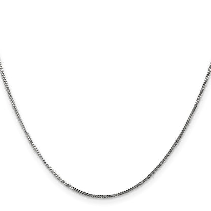 14K White Gold 1.4mm Curb With Spring Ring Clasp Pendant Chain Necklace