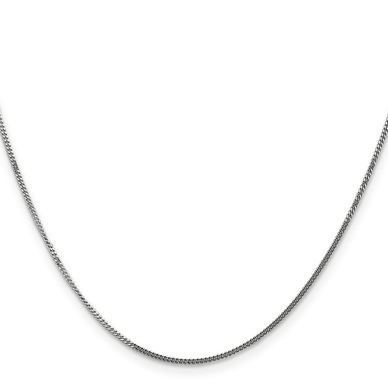 14K White Gold 1.4mm Curb With Spring Ring Clasp Pendant Chain Necklace