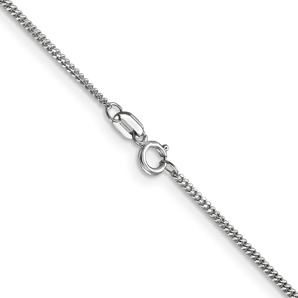 14K White Gold 1.4mm Curb With Spring Ring Clasp Pendant Chain Necklace