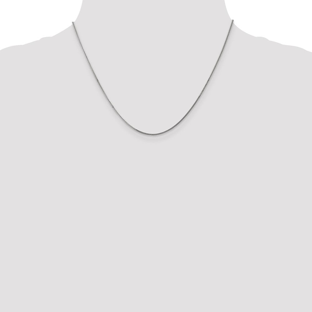 14K White Gold 1.4mm Curb With Spring Ring Clasp Pendant Chain Necklace