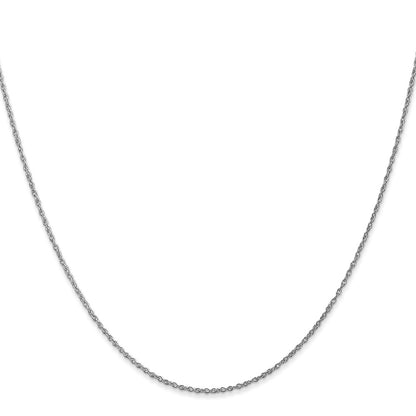14K White Gold .8mm Light Baby Rope With Spring Ring Clasp Chain Necklace