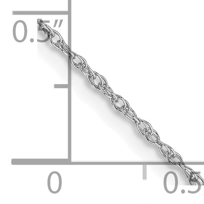 14K White Gold 14 Inch .8mm Light Baby Rope With Spring Ring Clasp Chain