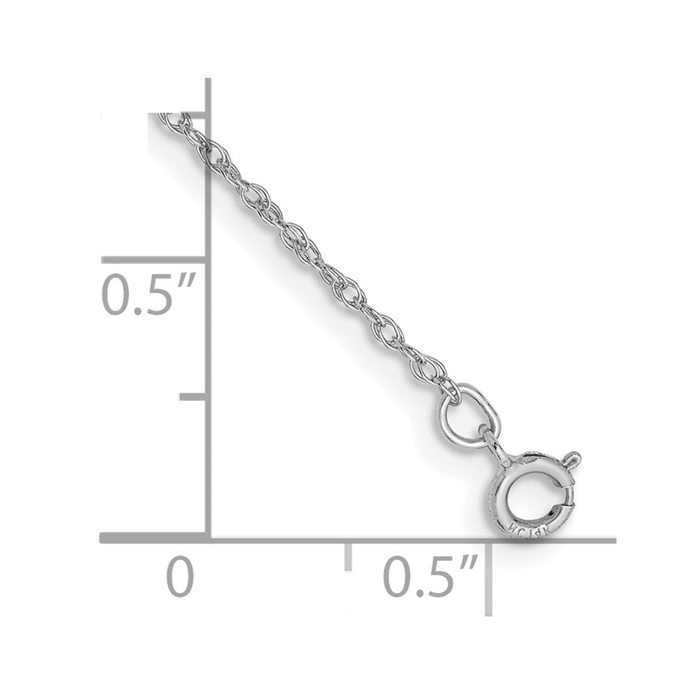 14K White Gold .8mm Light Baby Rope With Spring Ring Clasp Chain Bracelet