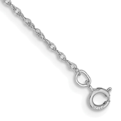 14K White Gold 7 Inch .8mm Light Baby Rope With Spring Ring Clasp Chain