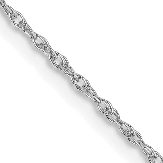 14K White Gold 14 Inch .8mm Light Baby Rope With Spring Ring Clasp Chain