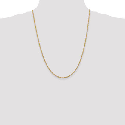 14K Yellow Gold 24 Inch 2mm Singapore With Lobster Clasp Chain Necklace