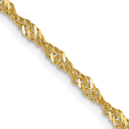 14K Yellow Gold 24 Inch 2mm Singapore With Lobster Clasp Chain Necklace