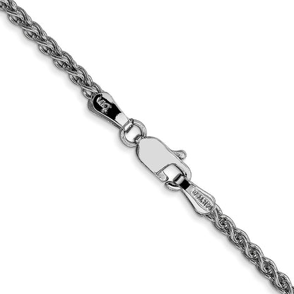 14K White Gold 2.1mm Spiga With Lobster Clasp Chain Necklace