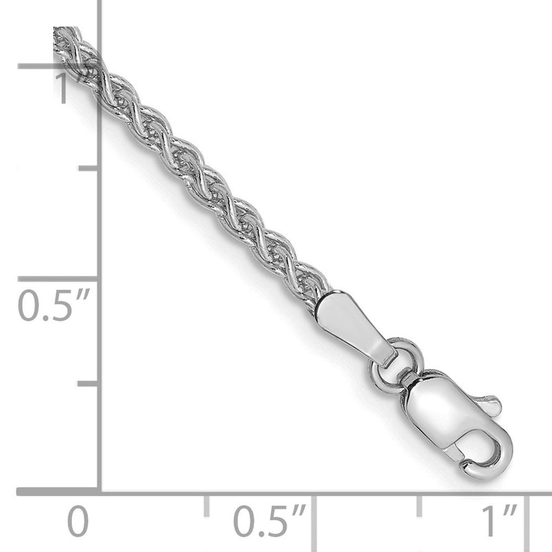14K White Gold 2.1mm Spiga With Lobster Clasp Chain Bracelet