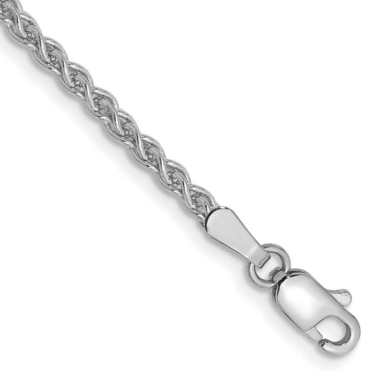 14K White Gold 2.1mm Spiga With Lobster Clasp Chain Anklet