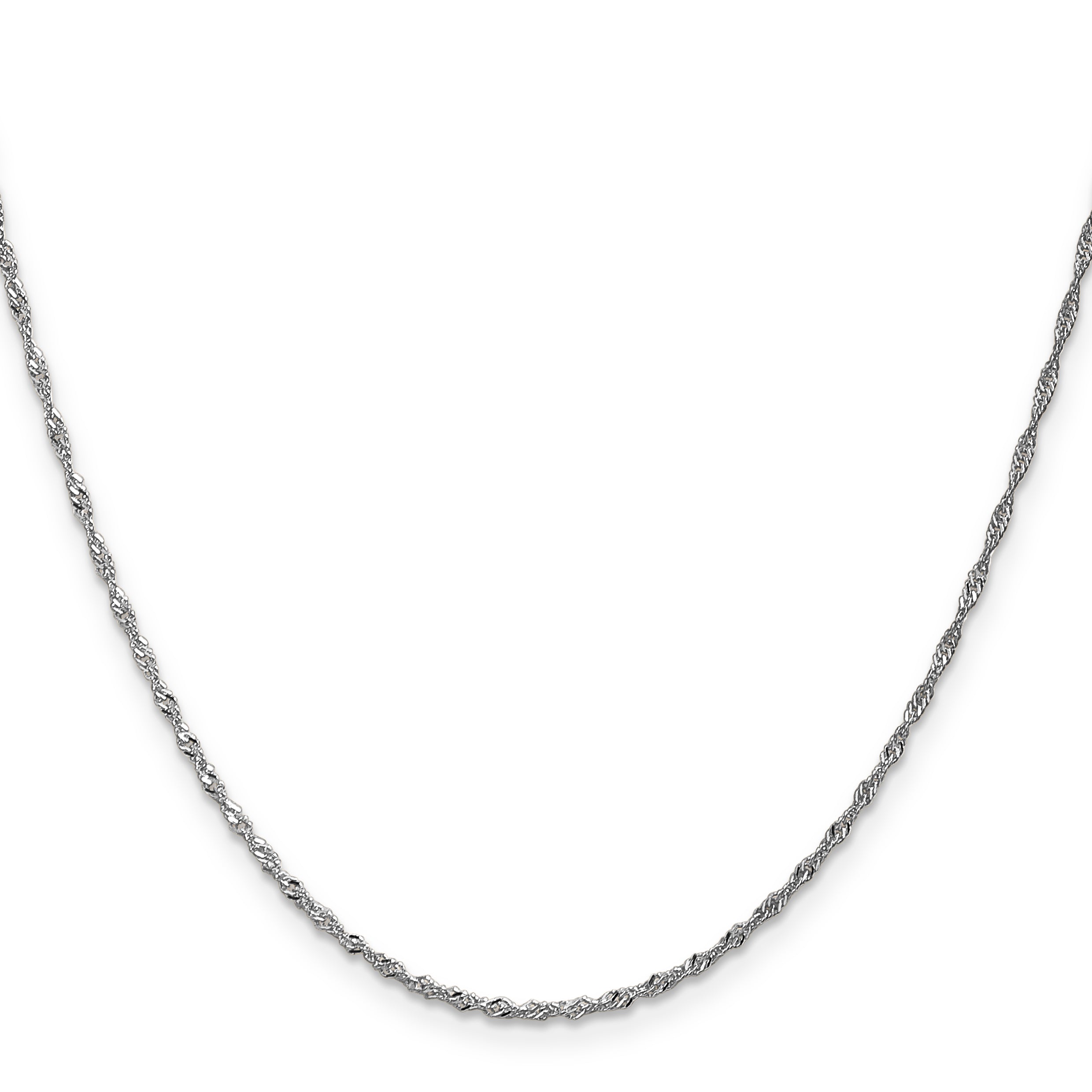 14K White Gold 14 Inch 1.4mm Singapore With Spring Ring Clasp Chain