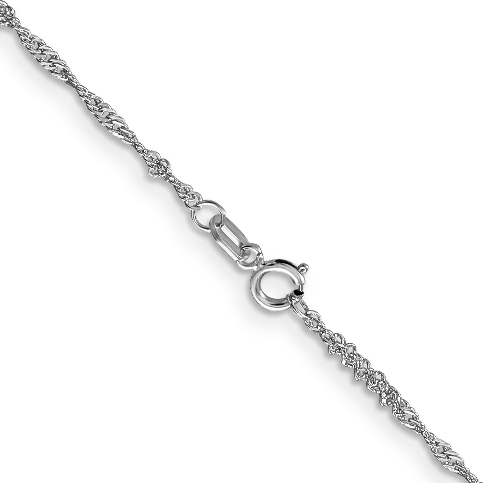 14K White Gold 14 Inch 1.4mm Singapore With Spring Ring Clasp Chain
