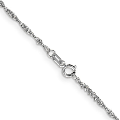 14K White Gold 14 Inch 1.4mm Singapore With Spring Ring Clasp Chain
