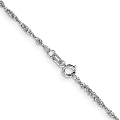 14K White Gold 1.4mm Singapore With Spring Ring Clasp Chain Necklace