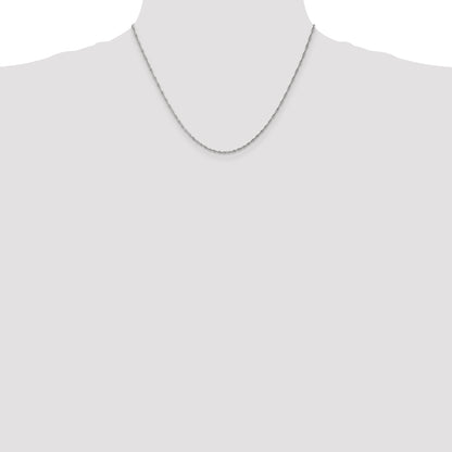 14K White Gold 18 Inch 1.4mm Singapore With Spring Ring Clasp Chain Necklace