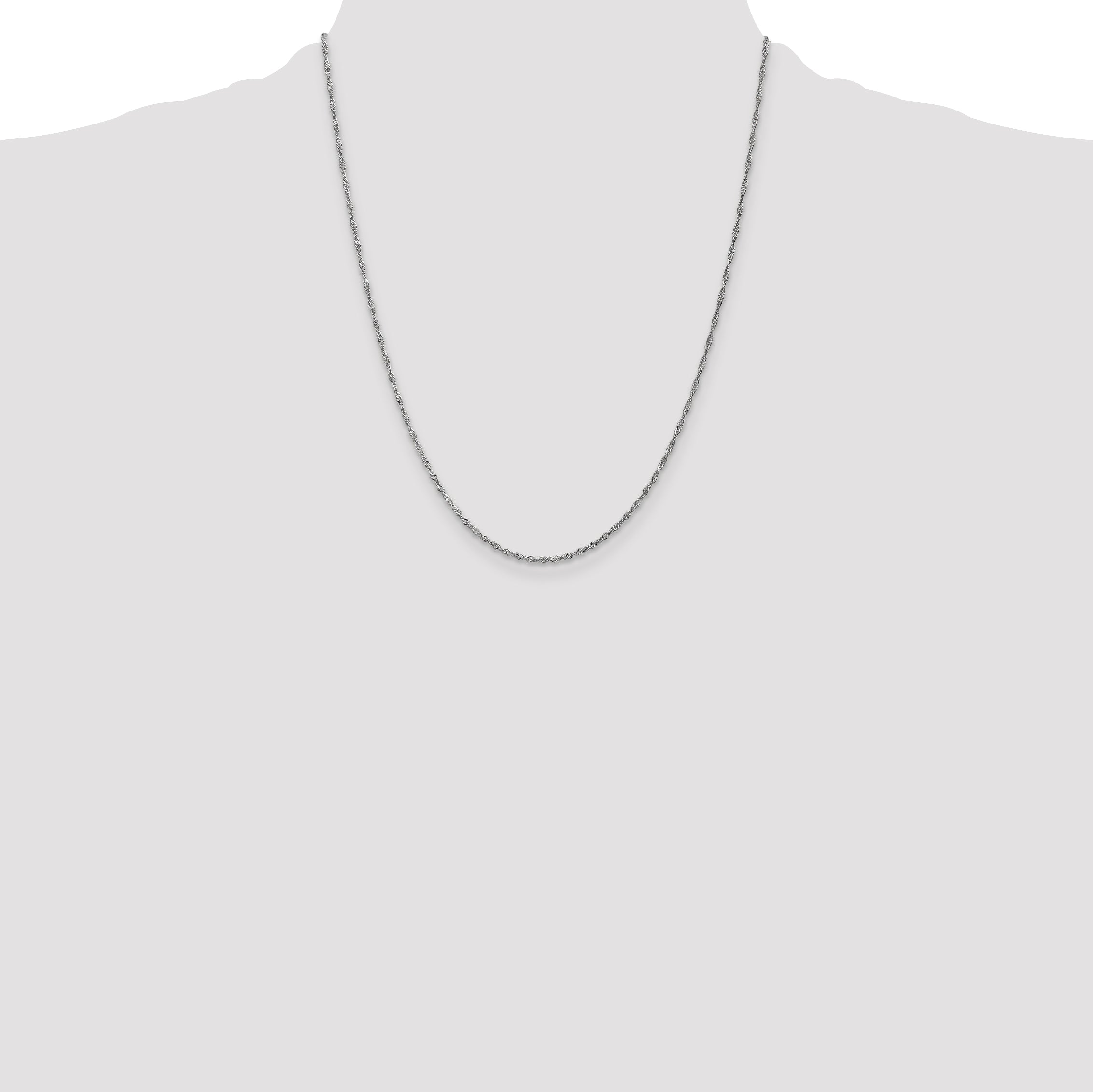 14K White Gold 22 Inch 1.4mm Singapore With Spring Ring Clasp Chain Necklace
