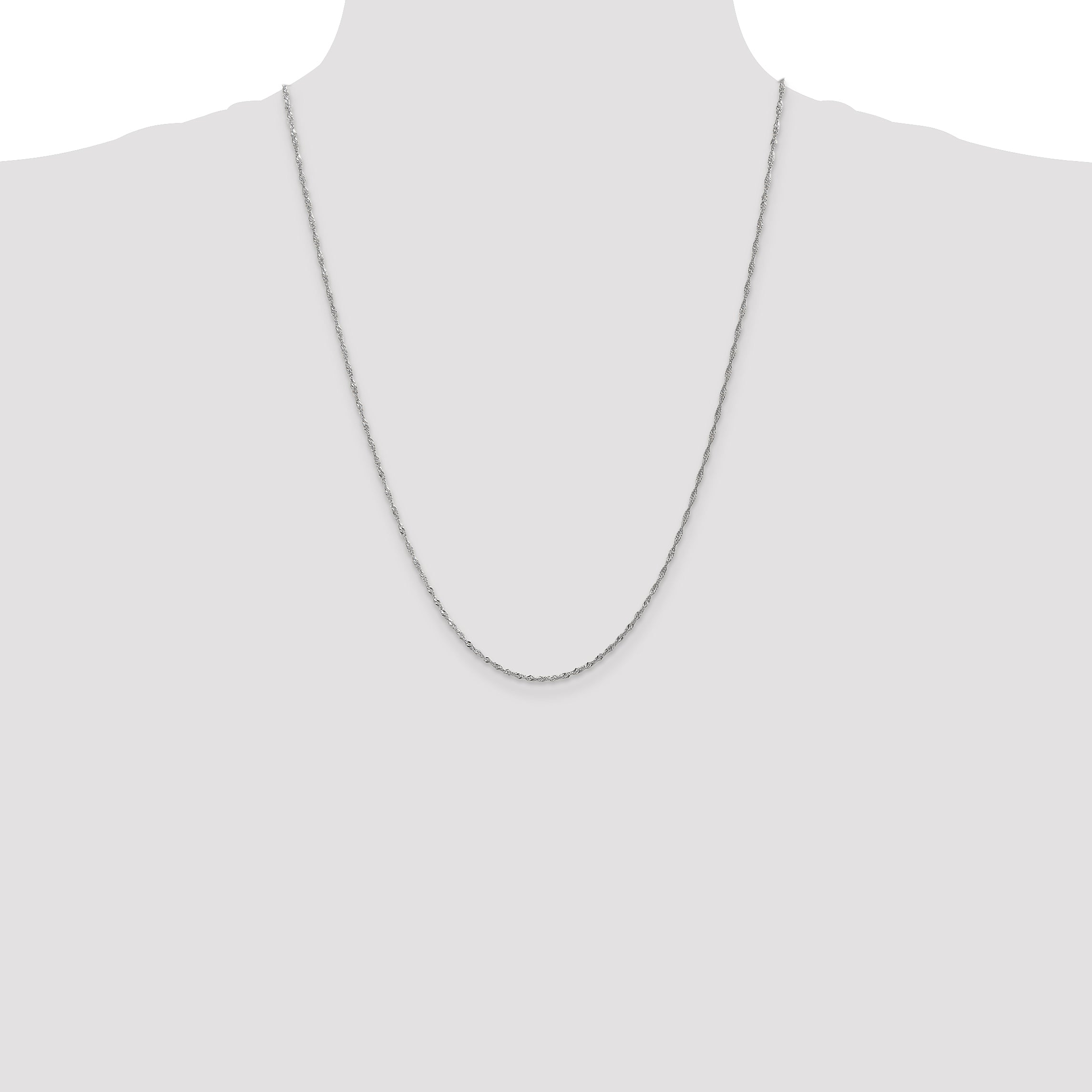 14K White Gold 24 Inch 1.4mm Singapore With Spring Ring Clasp Chain Necklace