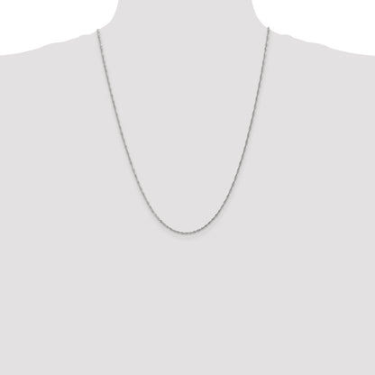 14K White Gold 24 Inch 1.4mm Singapore With Spring Ring Clasp Chain Necklace