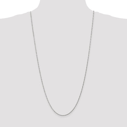 14K White Gold 30 Inch 1.4mm Singapore With Spring Ring Clasp Chain Necklace