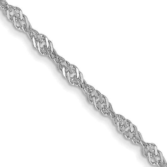 14K White Gold 14 Inch 1.4mm Singapore With Spring Ring Clasp Chain