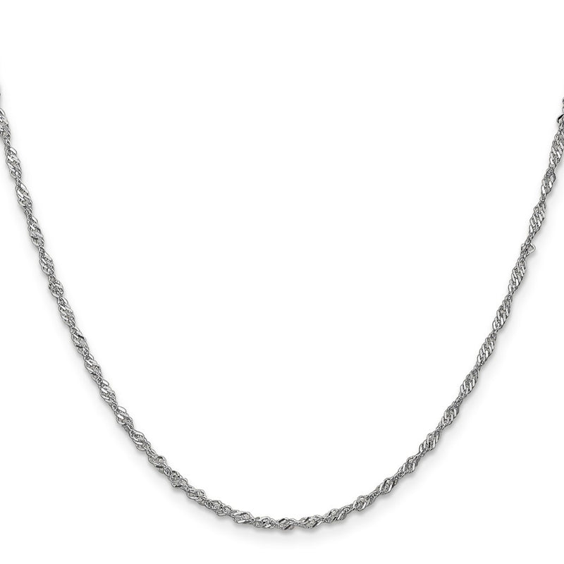 14K White Gold 1.7mm Singapore With Lobster Clasp Chain Necklace