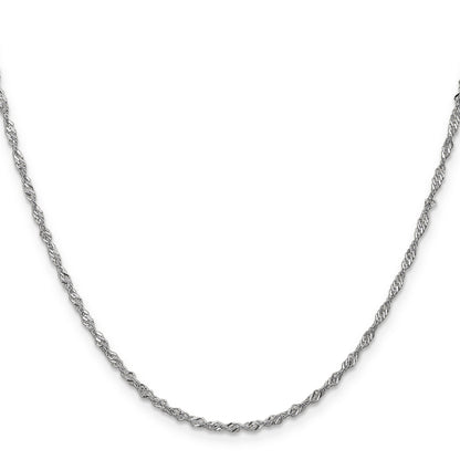 14K White Gold 22 Inch 1.7mm Singapore With Lobster Clasp Chain Necklace