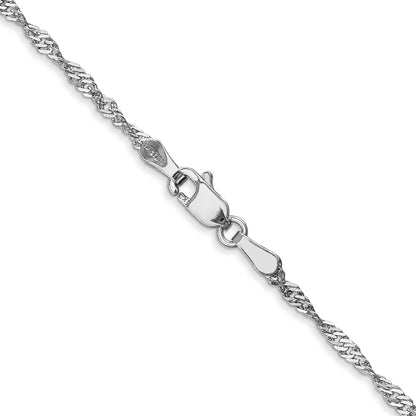 14K White Gold 20 Inch 1.7mm Singapore With Lobster Clasp Chain Necklace