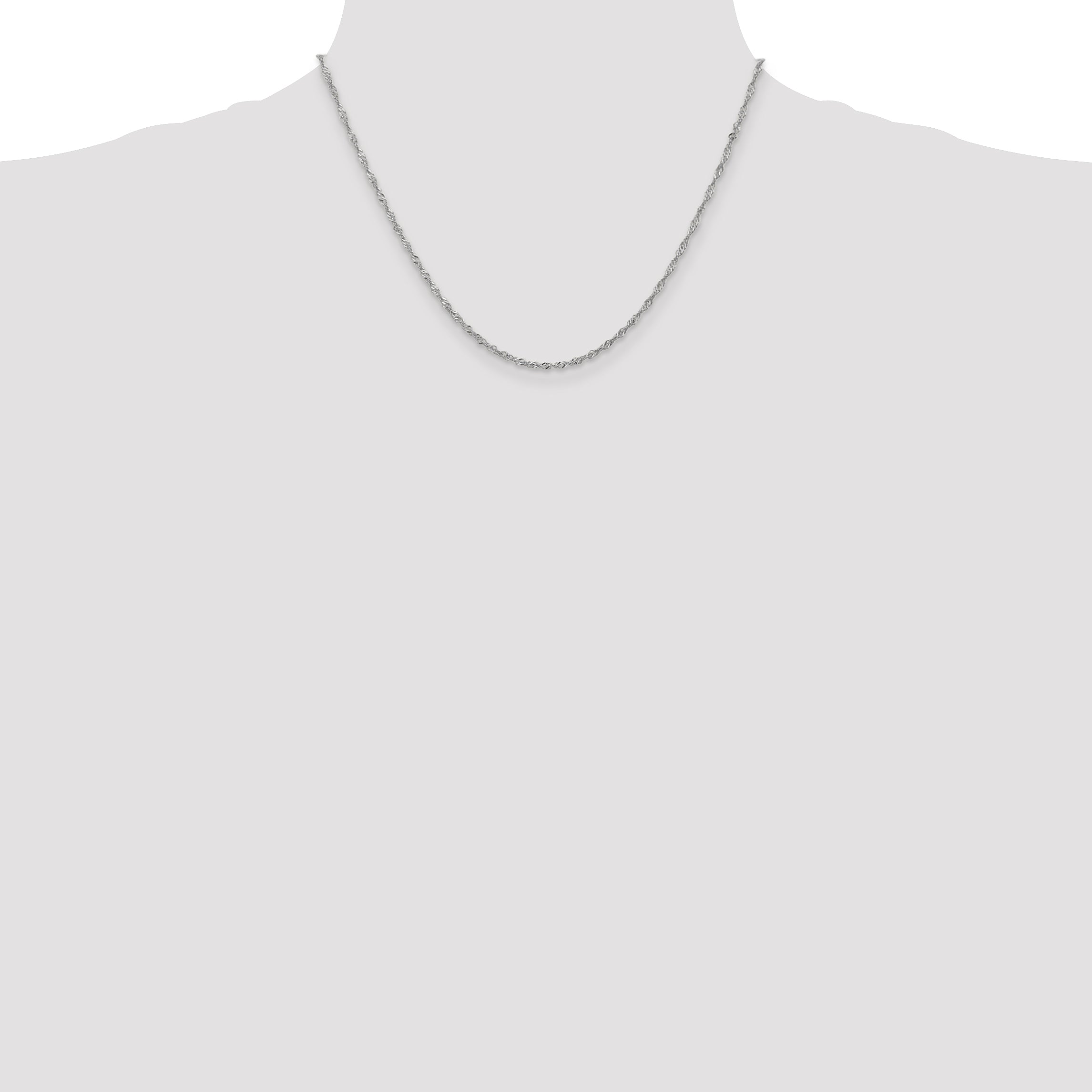 14K White Gold 18 Inch 1.7mm Singapore With Lobster Clasp Chain Necklace